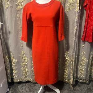 Armani Collezioni Orange Textured Knit 3/4 Sleeve Shift Dress Size 6